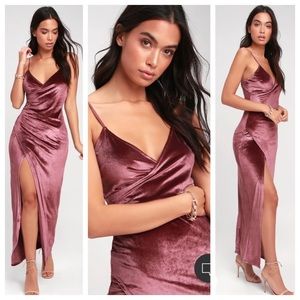 Lulu velvet high slit dress